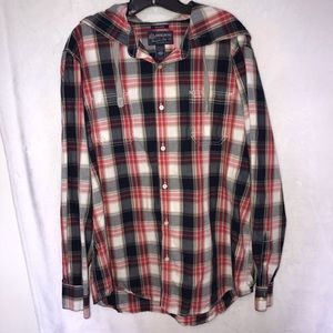 Hooded Flannel Button Down